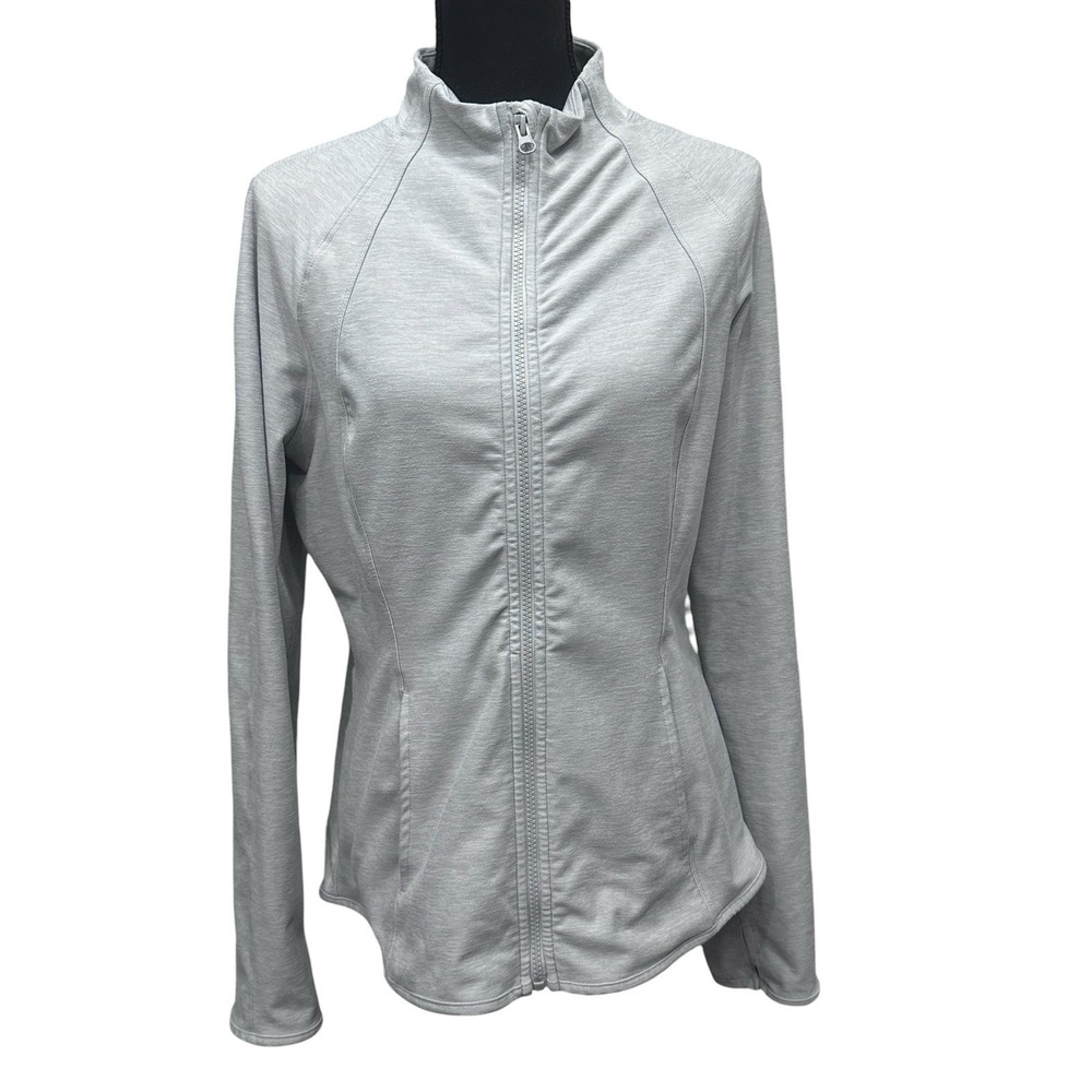 Yogalicious Lux Jacket Women's Size XL‎ Lightweight Full Zip Light Grey Workout